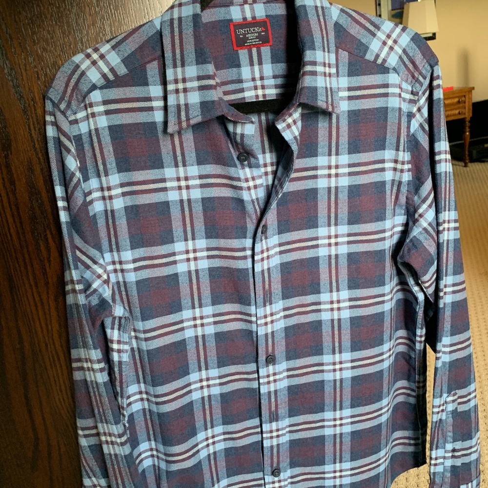 UNTUCKit Men's Slim Fit Shirt Blue/Red Plaid - M